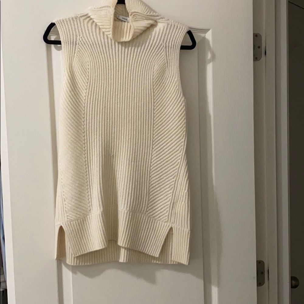 Vince Directional Sleeveless Turtleneck Sweater